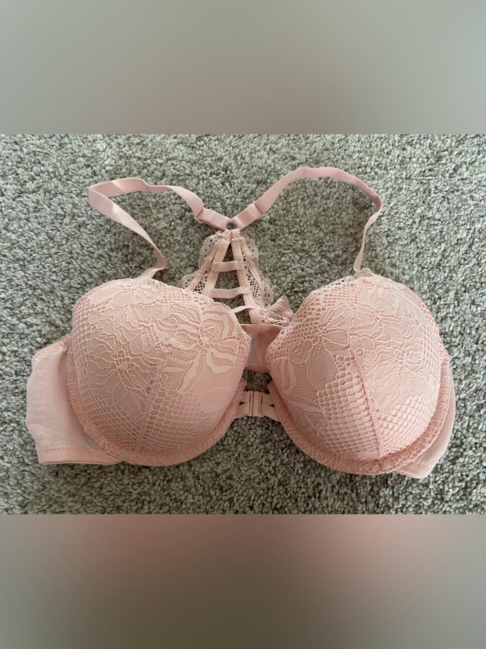 Auden Peach Lace Push-Up Bra with Strappy Racer Back